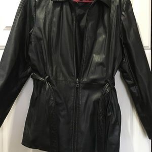 Womens black leather jacket